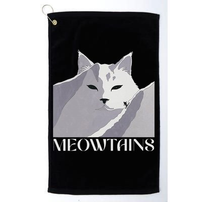 Meowtains Winter Cat Art Snow Skiing On Cat Mountain Golf Towel