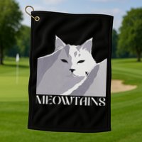 Meowtains Winter Cat Art Snow Skiing On Cat Mountain Golf Towel