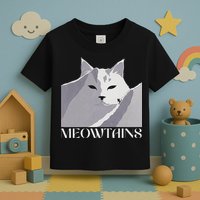 Meowtains Winter Cat Art Snow Skiing On Cat Mountain Toddler T-Shirt