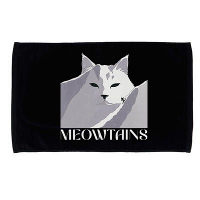 Meowtains Winter Cat Art Snow Skiing On Cat Mountain Microfiber Hand Towel