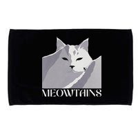 Meowtains Winter Cat Art Snow Skiing On Cat Mountain Microfiber Hand Towel