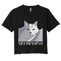 Meowtains Winter Cat Art Snow Skiing On Cat Mountain Crop Top