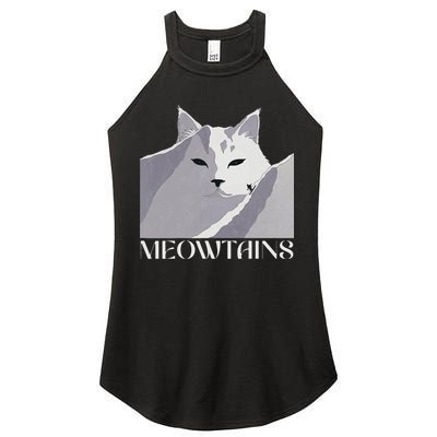Meowtains Winter Cat Art Snow Skiing On Cat Mountain Women's Perfect Tri Rocker Tank