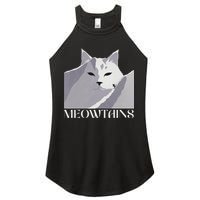 Meowtains Winter Cat Art Snow Skiing On Cat Mountain Women's Perfect Tri Rocker Tank