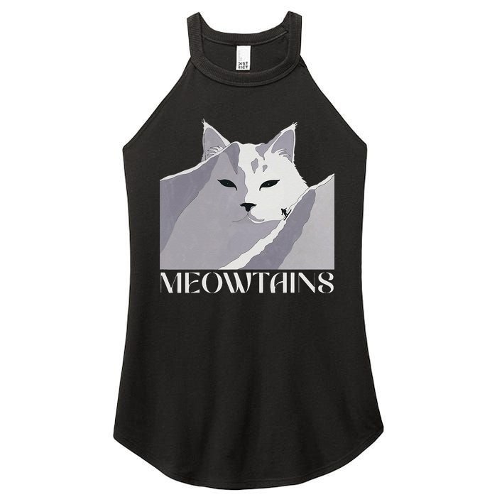 Meowtains Winter Cat Art Snow Skiing On Cat Mountain Women's Perfect Tri Rocker Tank