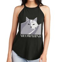 Meowtains Winter Cat Art Snow Skiing On Cat Mountain Women's Perfect Tri Rocker Tank