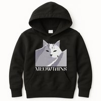 Meowtains Winter Cat Art Snow Skiing On Cat Mountain Kids Hoodie