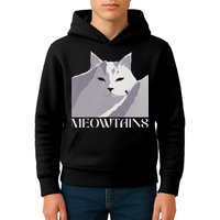 Meowtains Winter Cat Art Snow Skiing On Cat Mountain Kids Hoodie