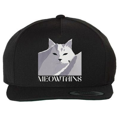 Meowtains Winter Cat Art Snow Skiing On Cat Mountain Wool Snapback Cap