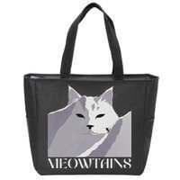Meowtains Winter Cat Art Snow Skiing On Cat Mountain Zip Tote Bag