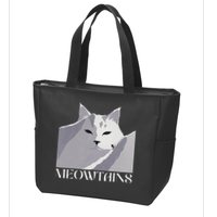 Meowtains Winter Cat Art Snow Skiing On Cat Mountain Zip Tote Bag