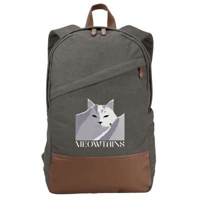 Meowtains Winter Cat Art Snow Skiing On Cat Mountain Cotton Canvas Backpack