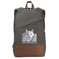 Meowtains Winter Cat Art Snow Skiing On Cat Mountain Cotton Canvas Backpack
