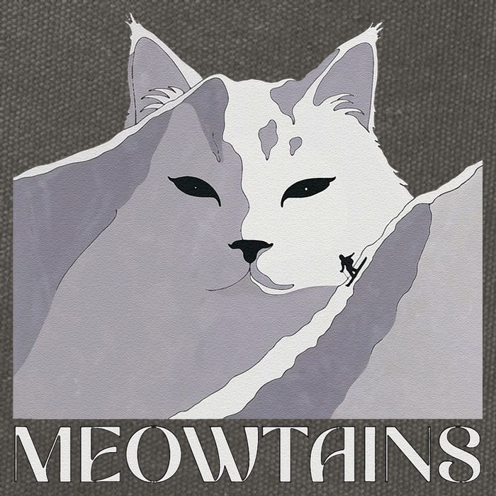 Meowtains Winter Cat Art Snow Skiing On Cat Mountain Cotton Canvas Backpack