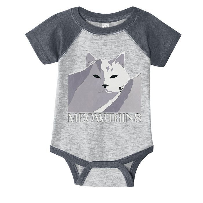 Meowtains Winter Cat Art Snow Skiing On Cat Mountain Infant Baby Jersey Bodysuit