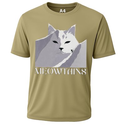 Meowtains Winter Cat Art Snow Skiing On Cat Mountain Performance Shirt