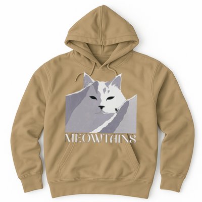 Meowtains Winter Cat Art Snow Skiing On Cat Mountain Hoodie