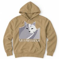 Meowtains Winter Cat Art Snow Skiing On Cat Mountain Hoodie