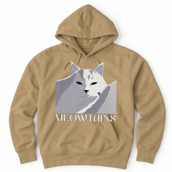Meowtains Winter Cat Art Snow Skiing On Cat Mountain Hoodie