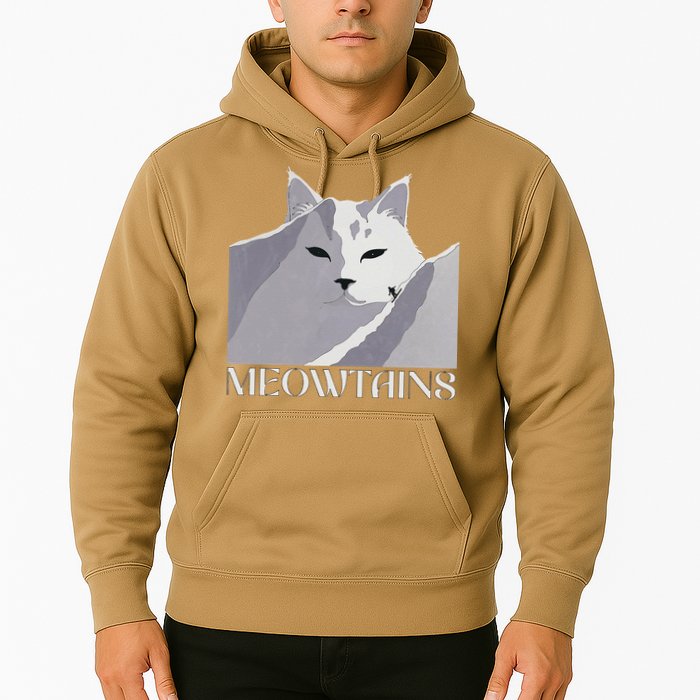 Meowtains Winter Cat Art Snow Skiing On Cat Mountain Hoodie