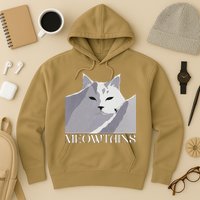 Meowtains Winter Cat Art Snow Skiing On Cat Mountain Hoodie
