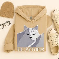 Meowtains Winter Cat Art Snow Skiing On Cat Mountain Hoodie