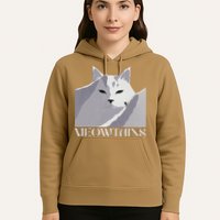 Meowtains Winter Cat Art Snow Skiing On Cat Mountain Hoodie