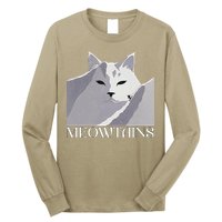Meowtains Winter Cat Art Snow Skiing On Cat Mountain Long Sleeve Shirt