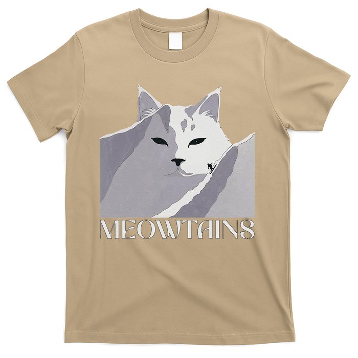 Meowtains Winter Cat Art Snow Skiing On Cat Mountain T-Shirt