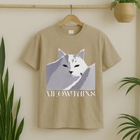 Meowtains Winter Cat Art Snow Skiing On Cat Mountain T-Shirt