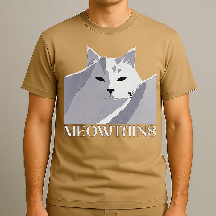Meowtains Winter Cat Art Snow Skiing On Cat Mountain T-Shirt