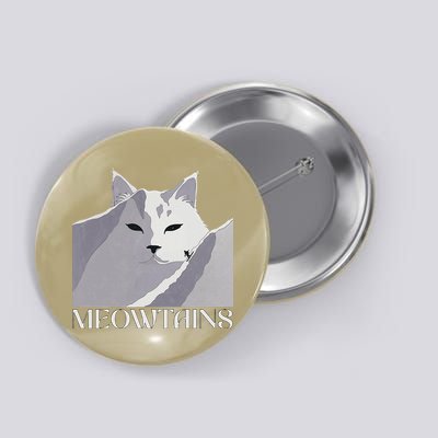 Meowtains Winter Cat Art Snow Skiing On Cat Mountain Button