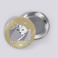 Meowtains Winter Cat Art Snow Skiing On Cat Mountain Button
