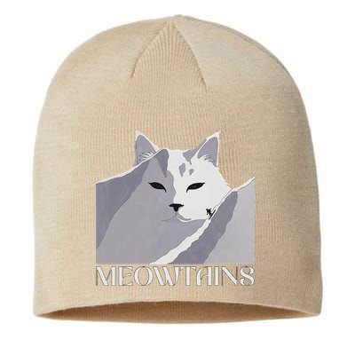 Meowtains Winter Cat Art Snow Skiing On Cat Mountain Sustainable Beanie