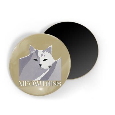 Meowtains Winter Cat Art Snow Skiing On Cat Mountain Magnet