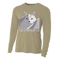 Meowtains Winter Cat Art Snow Skiing On Cat Mountain Cooling Performance Long Sleeve Crew