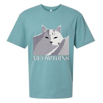 Meowtains Winter Cat Art Snow Skiing On Cat Mountain Sueded Cloud Jersey T-Shirt