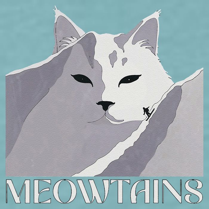 Meowtains Winter Cat Art Snow Skiing On Cat Mountain Sueded Cloud Jersey T-Shirt