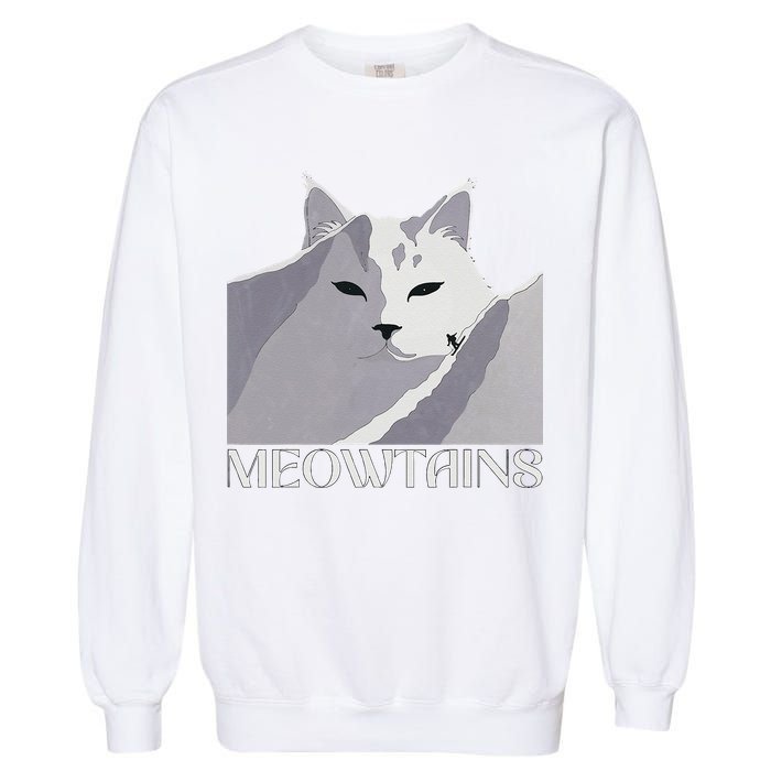 Meowtains Winter Cat Art Snow Skiing On Cat Mountain Garment-Dyed Sweatshirt