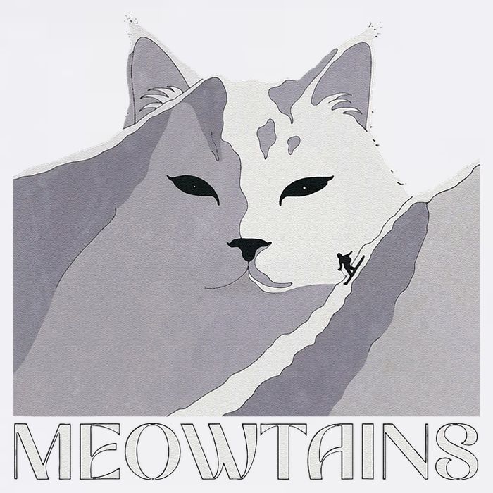 Meowtains Winter Cat Art Snow Skiing On Cat Mountain Garment-Dyed Sweatshirt