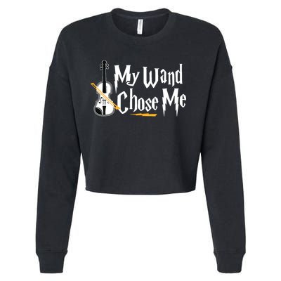 My Wand Chose Me Violin Player Violinist Music Cropped Pullover Crew
