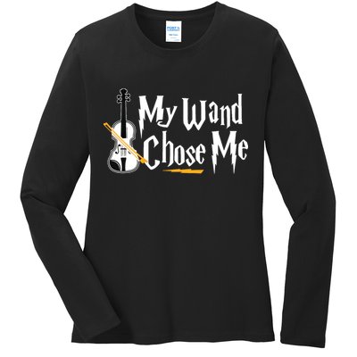 My Wand Chose Me Violin Player Violinist Music Ladies Long Sleeve Shirt