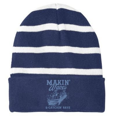 Makin Waves & Catchin Rays Striped Beanie with Solid Band