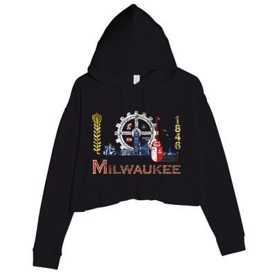 Milwaukee Wisconsin City Classic Flag Crop Fleece Hoodie