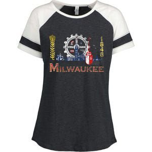 Milwaukee Wisconsin City Classic Flag Enza Ladies Jersey Colorblock Tee