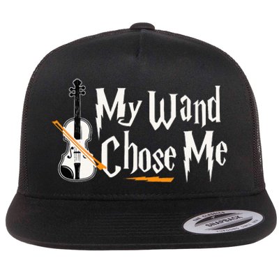 My Wand Chose Me Violin Player Violinist Music Flat Bill Trucker Hat