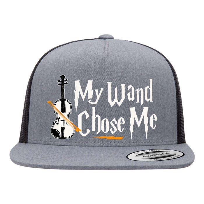 My Wand Chose Me Violin Player Violinist Music Flat Bill Trucker Hat