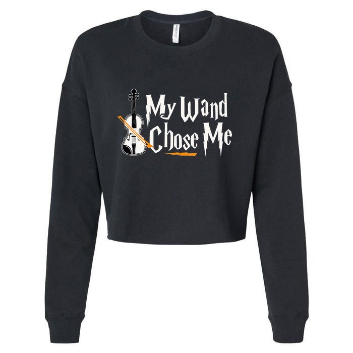 My Wand Chose Me Violin Player Violinist Music Cropped Pullover Crew
