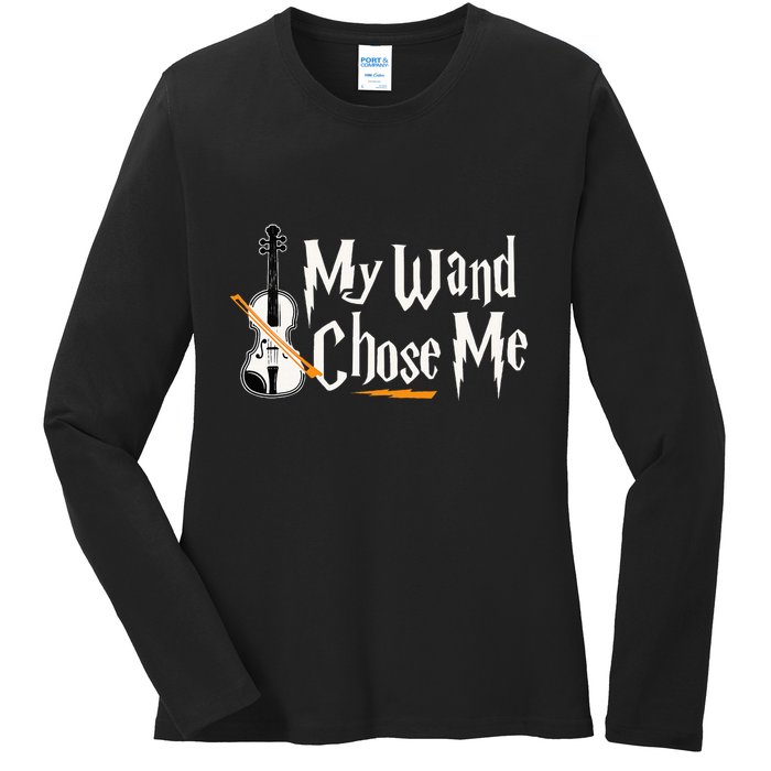 My Wand Chose Me Violin Player Violinist Music Ladies Long Sleeve Shirt