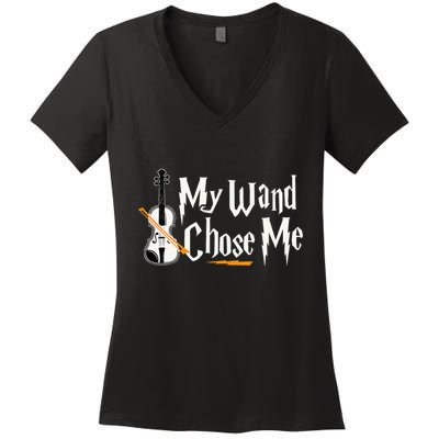 My Wand Chose Me Violin Player Violinist Music Women's V-Neck T-Shirt